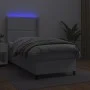 Box spring bed and LED mattress white synthetic leather 90x190 cm by , Beds and slatted bases - Ref: Foro24-3139296, Price: 3...