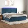 Box spring bed with mattress and LED dark blue velvet 200x200 cm by , Beds and slatted bases - Ref: Foro24-3139527, Price: 64...