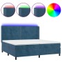 Box spring bed with mattress and LED dark blue velvet 200x200 cm by , Beds and slatted bases - Ref: Foro24-3139527, Price: 64...