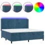 Box spring bed with mattress and LED dark blue velvet 200x200 cm by , Beds and slatted bases - Ref: Foro24-3139527, Price: 64...