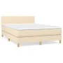 Box spring bed with cream fabric mattress 140x190 cm by , Beds and slatted bases - Ref: Foro24-3140454, Price: 405,13 €, Disc...