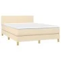 Box spring bed with cream fabric mattress 140x190 cm by , Beds and slatted bases - Ref: Foro24-3140454, Price: 405,13 €, Disc...