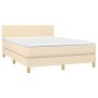 Boxspringbett mit cremefarbener Stoffmatratze 140x190 cm von , Betten und Lattenroste - Ref: Foro24-3140454, Preis: 412,21 €,...