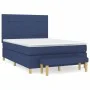 Box spring bed with blue fabric mattress 140x190 cm by , Beds and slatted bases - Ref: Foro24-3137155, Price: 537,55 €, Disco...