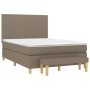 Box spring bed with taupe gray fabric mattress 140x190 cm by , Beds and slatted bases - Ref: Foro24-3136993, Price: 559,42 €,...