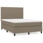 Box spring bed with taupe gray fabric mattress 140x190 cm by , Beds and slatted bases - Ref: Foro24-3141613, Price: 502,13 €,...