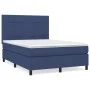 Box spring bed with blue fabric mattress 140x190 cm by , Beds and slatted bases - Ref: Foro24-3141775, Price: 493,37 €, Disco...