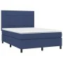 Box spring bed with blue fabric mattress 140x190 cm by , Beds and slatted bases - Ref: Foro24-3141775, Price: 493,37 €, Disco...