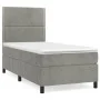 Box spring bed with light gray velvet mattress 90x190 cm by , Beds and slatted bases - Ref: Foro24-3142935, Price: 288,19 €, ...