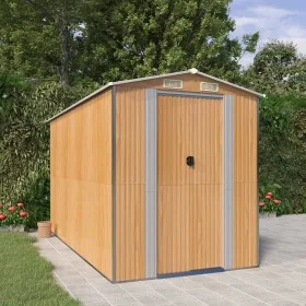 Cobertizo jardín acero galvanizado marrón claro 192x357x223 cm de , Cobertizos - Ref: Foro24-3147473, Precio: 462,44 €, Descu...