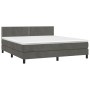 Box spring bed with dark gray velvet mattress 180x200 cm by , Beds and slatted bases - Ref: Foro24-3141258, Price: 504,96 €, ...