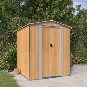 Galvanized light brown steel garden shed 192x191x223 cm by , Sheds - Ref: Foro24-3147471, Price: 297,43 €, Discount: %