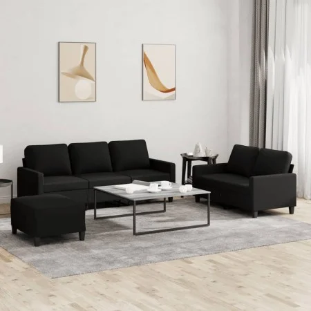 3-piece sofa set with black fabric cushions by , Sofas - Ref: Foro24-3201472, Price: 580,81 €, Discount: %