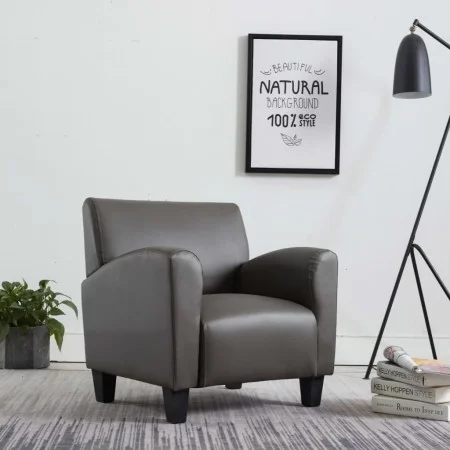 Sillón de cuero sintético gris de , Sillones - Ref: Foro24-248619, Precio: 181,19 €, Descuento: %