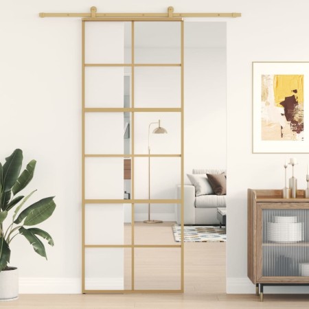 Goldene Schiebetür aus transparentem ESG-Glas und Aluminium von , Türen für zu Hause - Ref: Foro24-155166, Preis: 121,71 €, R...