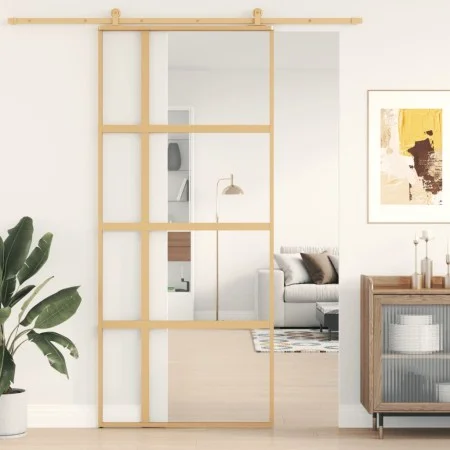 Goldene Schiebetür aus transparentem ESG-Glas und Aluminium von , Türen für zu Hause - Ref: Foro24-155191, Preis: 134,09 €, R...