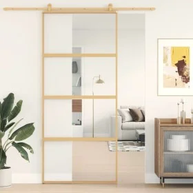 Sliding door made of transparent ESG glass and golden aluminum by , Doors for the home - Ref: Foro24-155179, Price: 158,61 €,...