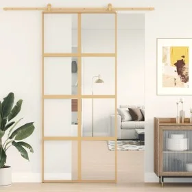 Sliding door made of transparent ESG glass and golden aluminum by , Doors for the home - Ref: Foro24-155185, Price: 171,05 €,...