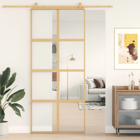 Goldene Schiebetür aus transparentem ESG-Glas und Aluminium von , Türen für zu Hause - Ref: Foro24-155185, Preis: 168,06 €, R...