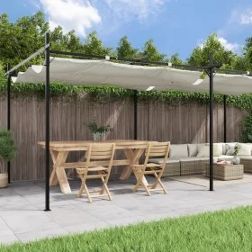 Cream-colored pergola with retractable cover 589x292x230 cm by , Tents and gazebos - Ref: Foro24-360120, Price: 429,93 €, Dis...