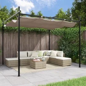 Pergola with taupe gray retractable cover 295x292x230 cm by , Tents and gazebos - Ref: Foro24-360115, Price: 233,19 €, Discou...