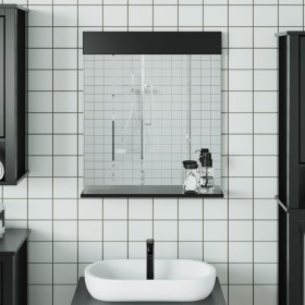 Espejo de baño con estante BERG madera maciza negro 60x12x70cm