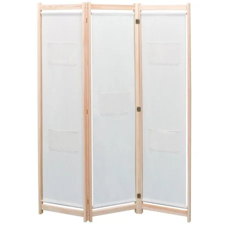 Biombo divisor de 3 paneles de tela color crema 120x170x4 cm de vidaXL, Divisores de ambientes - Ref: Foro24-42975, Precio: 5...