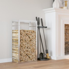 Estante para leña acero inoxidable 80x28x154 cm de , Bolsas y soportes de leña - Ref: Foro24-357863, Precio: 59,86 €, Descuen...