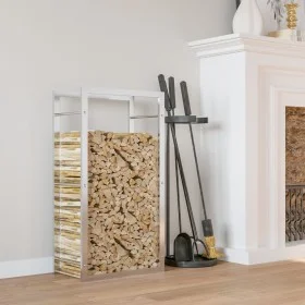 Stainless steel firewood rack 80x28x154 cm by , Firewood bags and holders - Ref: Foro24-357863, Price: 58,87 €, Discount: %