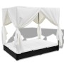 Tumbona con cortinas de ratán sintético negro de vidaXL, Camas para exteriores - Ref: Foro24-42948, Precio: 514,66 €, Descuen...