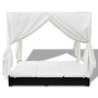 Tumbona con cortinas de ratán sintético negro de vidaXL, Camas para exteriores - Ref: Foro24-42948, Precio: 514,66 €, Descuen...