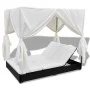 Sonnenliege mit schwarzen Vorhängen aus synthetischem Rattan von vidaXL, Betten im Freien - Ref: Foro24-42948, Preis: 502,23 ...