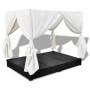 Tumbona con cortinas de ratán sintético negro de vidaXL, Camas para exteriores - Ref: Foro24-42948, Precio: 514,66 €, Descuen...