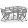 Muebles de bistró de jardín 4 piezas madera maciza acacia gris de , Conjuntos de jardín - Ref: Foro24-3057866, Precio: 447,05...