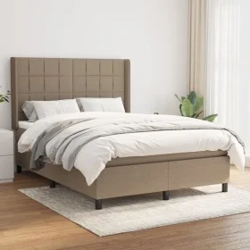 Box spring bed with taupe gray fabric mattress 140x190 cm by , Beds and slatted bases - Ref: Foro24-3131429, Price: 493,74 €,...