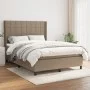 Box spring bed with taupe gray fabric mattress 140x190 cm by , Beds and slatted bases - Ref: Foro24-3131429, Price: 493,74 €,...