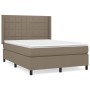 Box spring bed with taupe gray fabric mattress 140x190 cm by , Beds and slatted bases - Ref: Foro24-3131429, Price: 484,69 €,...