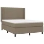 Box spring bed with taupe gray fabric mattress 140x190 cm by , Beds and slatted bases - Ref: Foro24-3131429, Price: 493,74 €,...
