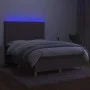 Box spring bed with mattress and LED lights taupe gray fabric 140x190 cm by , Beds and slatted bases - Ref: Foro24-3135433, P...