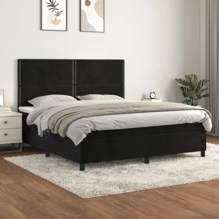 Box spring bed with black velvet mattress 180x200 cm by , Beds and slatted bases - Ref: Foro24-3142979, Price: 545,43 €, Disc...