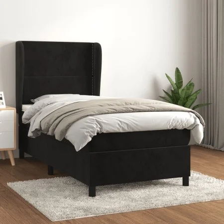 Box spring bed with black velvet mattress 90x200 cm by , Beds and slatted bases - Ref: Foro24-3129131, Price: 316,78 €, Disco...