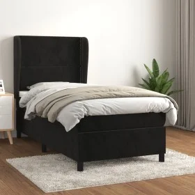 Box spring bed with black synthetic leather mattress 90x190 cm by , Beds and slatted bases - Ref: Foro24-3129125, Price: 314,...