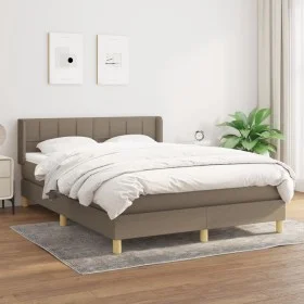 Box spring bed with taupe gray fabric mattress 140x190 cm by , Beds and slatted bases - Ref: Foro24-3130269, Price: 443,40 €,...