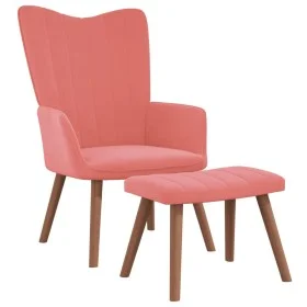 Relaxation armchair with pink velvet stool by , Armchairs - Ref: Foro24-327670, Price: 120,96 €, Discount: %
