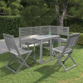 Garden bistro furniture 4 pieces solid gray acacia wood by , Garden sets - Ref: Foro24-3057867, Price: 452,12 €, Discount: %