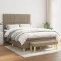 Box spring bed with taupe gray fabric mattress 140x190 cm by , Beds and slatted bases - Ref: Foro24-3137153, Price: 531,42 €,...