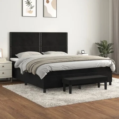Boxspringbett mit schwarzer Samtmatratze 180x200 cm von , Betten und Lattenroste - Ref: Foro24-3137799, Preis: 586,04 €, Raba...
