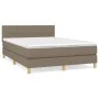 Box spring bed with taupe gray fabric mattress 140x190 cm by , Beds and slatted bases - Ref: Foro24-3140613, Price: 432,25 €,...