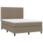 Box spring bed with taupe gray fabric mattress 140x190 cm by , Beds and slatted bases - Ref: Foro24-3141773, Price: 476,86 €,...