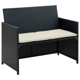 2-Sitzer-Gartensofa mit schwarzen Kissen aus synthetischem Rattan von , Outdoor-Sofas - Ref: Foro24-43910, Preis: 115,48 €, R...